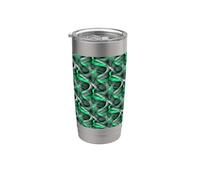Eighties Pale Green On Grey Abstract Curve Repeat Pattern Stainless Steel Insulated Tumbler