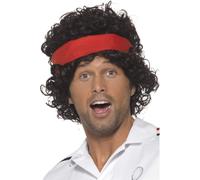 80s Tennis Ace Wig, Brown