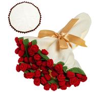 EIGHTOWN 43'' Crochet Flowers Red Rose Bouquet Blanket Finished - Handmade Knitted Throw Blanket - Home Décor Ideal Gift for Mom - Mother's Day Birthday Valentine's Day