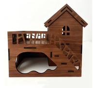EIGHTSTATES Wooden Hamster Cage, Multi-Chambered Natural Wood Hamster House with Underground Platform & Balcony, Chewable Maze-Like Habitat for Hamsters, Mice, Dwarf Hamsters