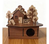 EIGHTSTATES Wooden Hamster Cage, Multi-Level Natural Wood Hamster House with Ladder & Platform, Chewable & Roomy Habitat for Hamster, Mouse, Dwarf Hamster and Other Small Animals