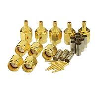 Eightwood 10pcs SMA Male Crimp RF Connector Gold-Plating for RG316 RG174 Cable
