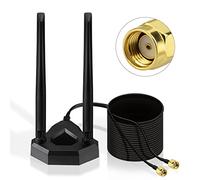 Eightwood 2.4/5/5.8G Omnidirectional Dual Band WiFi Antenna Signal Booster | Desktop Router Signal Booster, Magnetic Base RP-SMA with 2m Extension Cable for WiFi Card PCI Card