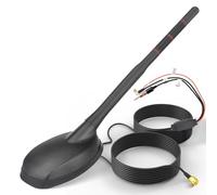Eightwood Active DAB+ Antenna Car Digital Radio GPS DAB FM Aerial Car Roof Antenna with Amplifier with SMB/SMA Connector DIN Adapter Radio Splitter Extension Cable 5M