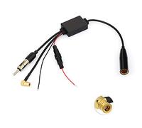 Eightwood Auto Radio Antenna Cable Din Female to DIN Male+SMB Connector | 12V+ Active With Ground Wire AM/FM DAB+ Aerial Splitter DAB Signal Amplifier Car Aerial Converter