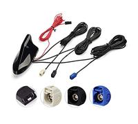 Eightwood DAB Aerial Car antenna Splitter Fakra Adapter AM/FM Aerial Radio Fakra GPS Roof Antenna Signal Amplifier Shark Fin Antenna with Extension Cable RG174 500cm for Car AM/FM GPS