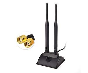 Eightwood External Wifi Antenna 2.4G/5.8G Dual Frequency Magnetic Base 2m | 6.5ft 6dBi RP-SMA Adapter Cable Compatible for Wifi Security Camera Card WLAN PCI Wireless Router Bluetooth TP-Link Dlink