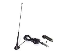 Eightwood FM Aerial FM Radio Antenna FM Antenna Magnet Mounting Antenna 3m Cable RG174 + DIN Socket 41585 to ISO Adapter for FM Cars Radio Trucks Cars Universal