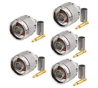 Eightwood N Male Adapter Straight Crimp N Connector N Plug 5pcs for 4G LTE Wlan Antenna Cable LMR195 RG58 RG400 RG142 4G DTV Industrial 4G Router WiFi Router