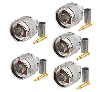 Eightwood N Male Plug Crimp RF Connector 50 ohm for RG58 RG142 LMR195 Cable (5-Pack)