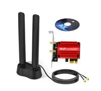 Eightwood WLAN Card WiFi 6E Intel AX210 Bluetooth 5.3 WLAN Network Card WLAN PCI-E Card 6G/5G/2.4G Tri Band WiFi 6E Card 5374 Mbps with Wi-Fi 6E Antenna + CD for PC Windows 11/10 (64 Bit) Laptop