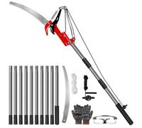 EIGHTZEROES 4.3m Telescopic Tree Pruner, 2-in-1 Pole Saw & Lopper Tree Care | 4.3 m extendable pole with branch lopper, carbon steel saw blade and dual-pulley system for easier pruning from ground level.