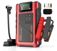 Eigotrav 6000A Jump Starter Power Pack with 150PSI Air Compressor, 12V Car Battery Booster (9L Gas/7.5L Diesel), Portable Car Jump Starter Power Bank with LCD Display, LED Light, Red