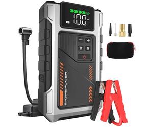 Eigotrav 6000A Jump Starter Power Pack with 150PSI Air Compressor, 12V Car Battery Booster for Up to 10L Gas or 8.5L Diesel, Portable Power Bank with LCD Display, LED Light, Silver