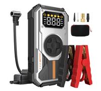 Eigotrav 7-in-1 Jump Starter Power Pack, 7000A Car Battery Booster (10L Gas/8L Diesel) with 150PSI Air Compressor, 12V Portable Car Jump Starter Power Bank with LCD Display, LED Light, Silver