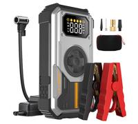 Eigotrav Jump Starter Power Pack, 6000A Car Battery Booster (Up to 7.5L Gas, 6L Diesel), 12V Car Jump Starter Power Bank with 150 PSI Air Compressor, LCD Display, LED Light