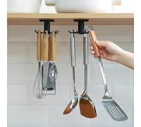 EigPluy 2pcs Kitchen Utensil Rack, 360° Rotating Under Cabinet Kitchen Utensil Shelf,Kitchen Utensil Tools/Pot/Towel/Knife/Mug/Cups Storage Rack (Black)