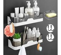 EigPluy Set of 2 Bathroom Shelves, No Drilling Shower Shelf, Wall Mounted Shower Baskets, Adhesive Bathroom Storage Rack for Bathroom/Kitchen