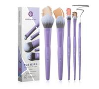 EIGSHOW 5 Pcs Makeup Brush Set with Silver Ion Infused Bristles, Essential Basic Makeup Brushes, Powder, Foundation, Shadow, Eyeliner Brush For Daily Makeup Look(Purple)