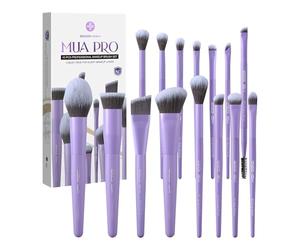 EIGSHOW Makeup Brush Set,15 Piece MUA PRO Series Professional Makeup Brushes with Silver Ion Infused Bristles for Foundation,Powder,Blush,Concealer,Eyeliner-Travel Friendly Gift Set(Violet)