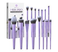 EIGSHOW Makeup Brush Set,15 Piece Professional Makeup Brushes with Silver Ion Infused Bristles for Foundation, Powder,Blush,Highlighter,Concealer,Eyeshadow,Eyeliner-Travel Friendly Gift Set(Violet)