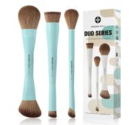 EIGSHOW Makeup Brush Set, 3PCS Double Ended Pro Face Make Up Brush (Cyan)
