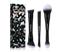 EIGSHOW Makeup Brush Set 3Pcs, Double Sided Foundation Contour Powder Highlight Concealer Brush for Liquid, Cream & Powder, Fit for Home, Travel & Gifting (Black)