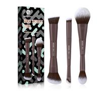 EIGSHOW Set of 3 Double Sided Makeup Brushes, Make Up Brush Sets, Brown
