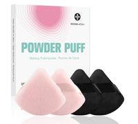 EIGSHOW Triangle Makeup Powder Puff, Face Sponge, Soft Plush Powder Sponge, Suitable for Baking Powder Makeup or Blush, Black and Beige, Pack of 4 (M112)