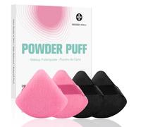 EIGSHOW Triangle Makeup Powder Puff, Face Sponge, Soft Plush Powder Sponge, Suitable for Baking Powder Makeup or Blush, Black and Pink, Pack of 4 (M111)