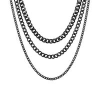 Eigso 3 Pcs 3MM Stainless Steel Black Chain Necklaces for Men Women Unisex Hip Hop Link Cuban Chains Necklace for Man Woman