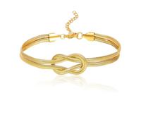 Eigso 3MM Gold Stainless Steel Herringbone Love Knot Bracelet for Women Men Boho Golden Snake Chain Wristband for Woman Man