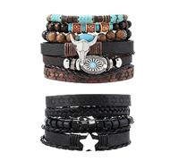 Eigso 8 Pcs Wooden Beaded Bracelets for Women Men Western Wristbands for Woman Man Cowboy Wristlets