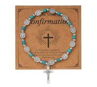 Eigso Men Rosary Bracelet Saint Benedict Medal Bracelets for Man Baptism Prayer Wristlet