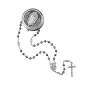 Eigso Men's Religious Rosary Beads Necklace Black Stone Roseary Beaded Necklace for Man Woman