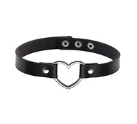 Eigso Vintage Love Heart PU Leather Choker Necklace Goth Choker Collar Chain Black