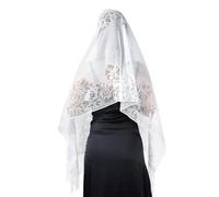 Eigso White Floral Mesh Tassel Lace Shawl for Women Wedding Wraps for Woman 1920S Church Wrap