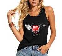 Eigso Women's Gothic Graphic Tank Top Sleeveless Roundneck Black Vest for Woman