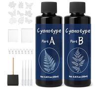 EIGTWEN 250ml Cyanotype Kit, Include 2 Component Cyanotype Solution Sensitizer Set for Photographic Blueprints on Paper and Fabric, Sun Printing Kit for Arts Crafts DIY Projects