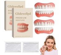 EIHI 2 Sets Premium Dental Glue 50g Dental Denture Set Silicone Full Mouth Top & Lower Teeth Kit Fake Teeth Set for Men Women Comfortable Fit(B)