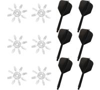 EIHI 6 x Dart Rods and Dart Flights with 6 Dart Protector Corrector Integrated Dart Rods Accessories Fly ABS with Integrated Black Dart Rod Set, black, A