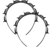 EIHI Pack of 2 Headband with Clips, Women's Hairstyle Aid, Headband with Tooth Headband Braid Tool, Elegant Headband for Women and Girls (Black)