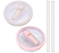 EIHI Pack of 2 replacement lids for 40 oz cups, stan ley cup accessories, stan ley cup lid, leak-proof, leak-proof lid, stan ley cup, glass lid for glasses, with straw, pink, A