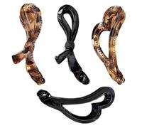 EIHI Pack of 4 Banana Hair Clips in Black and Dark Brown with Butterfly and Heart Design, Vintage Banana Clip, Ponytail Hair Clip, Thick Hair, 4 Count