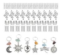 EIHI Pack of 46 dreadlocks hair jewellery clips, spiral hair clip, braids, jewellery, hair ring in Bohemian style with pendant, hair rings, aluminium dreadlocks accessories for men and women