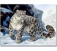 Eiialerm Cross Stitch Kits for Adults Snow Leopard 11CT Pre-Printed Pattern Stamped Cross-Stitching Embroidery Kit Needlework gifts-16x20 inch