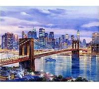 Eiialerm Cross-Stitch Kits New York Landscape 11CT Printed Beginners Cross Stitch Kits,Stamped Embroidery Kits for Adults Wall Art Home Decoration -16x20 Inch