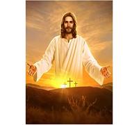 Eiialerm Cross-Stitch Kits Religious Man Jesus 11CT Printed Beginners Cross Stitch Kits,Stamped Embroidery Kits for Adults Wall Art Home Decoration -16x20 Inch