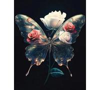 Eiialerm Stamped Cross Stitch Kits for Adults Butterfly and Flower 11CT Cross-Stitch Kit Beginners Embroidery Patterns Art Crafts for Wall Decor -40x50cm