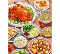 Eiialerm Stamped Cross Stitch Kits for Adults Food Illustration 11CT Cross-Stitch Kit Beginners Embroidery Patterns Art Crafts for Wall Decor -40x50cm